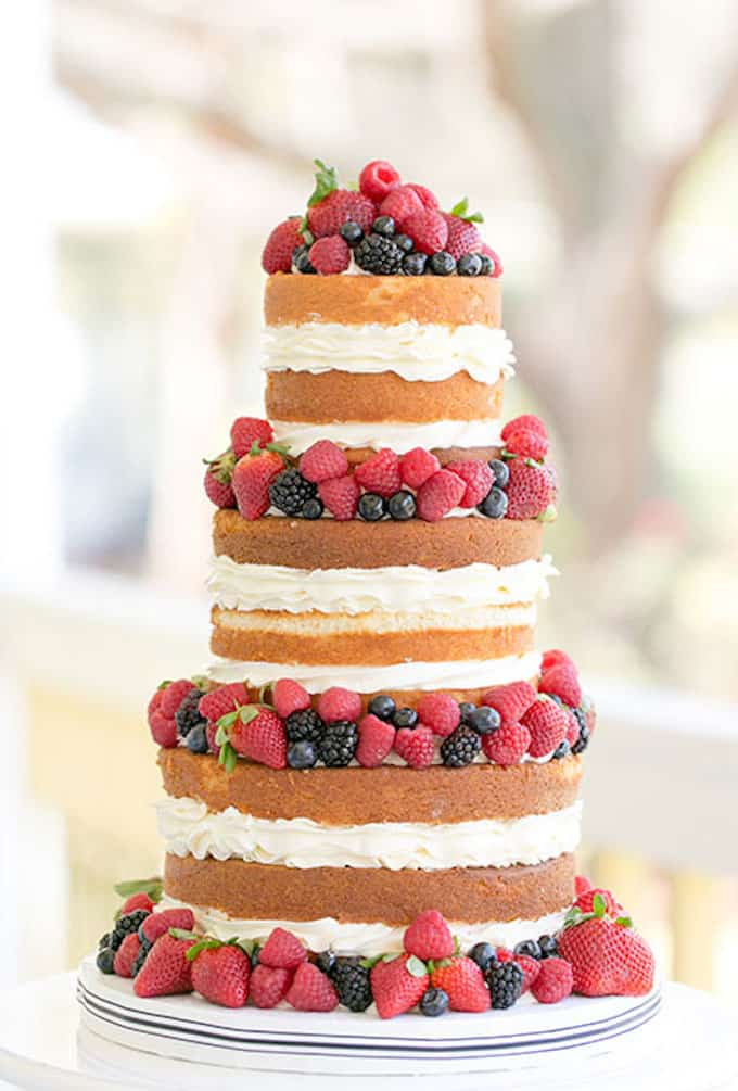naked vanilla wedding cake