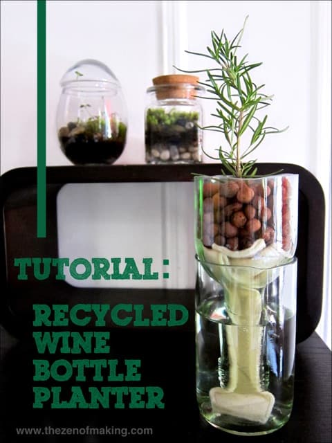 recycled wine bottle planter