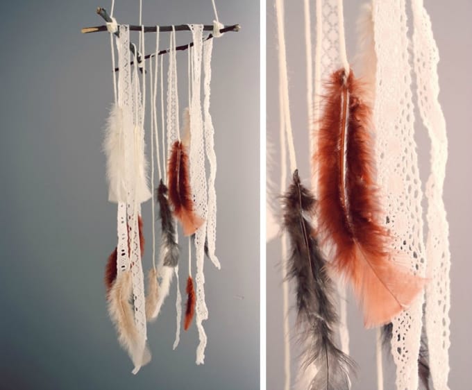 feather and lace mobile