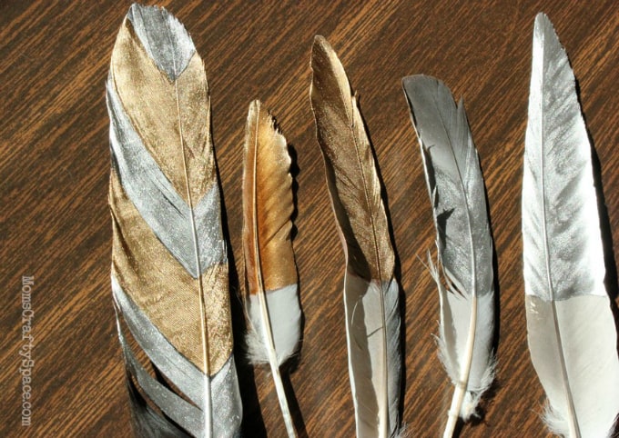 diy glided feathers