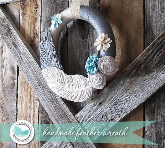handmade feather wreath