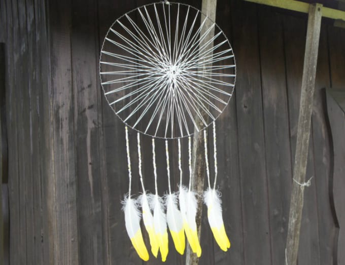 dip-dyed feather dreamcatcher
