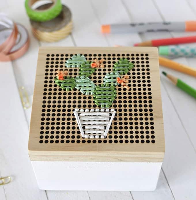 cacti embroidery box