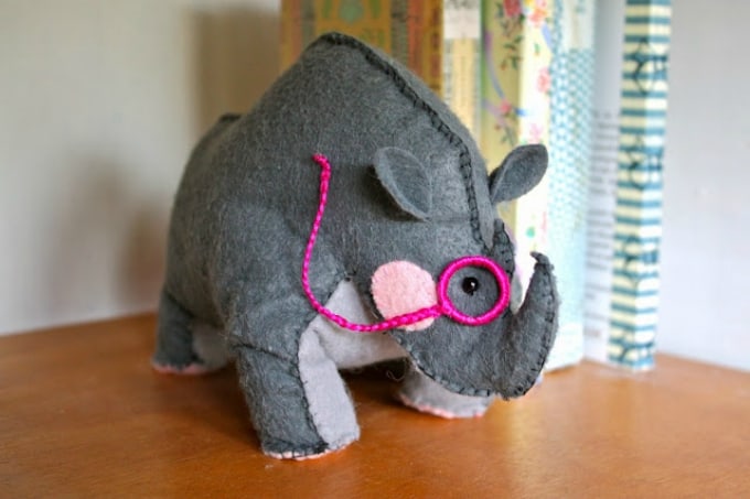 felt rhino bookend