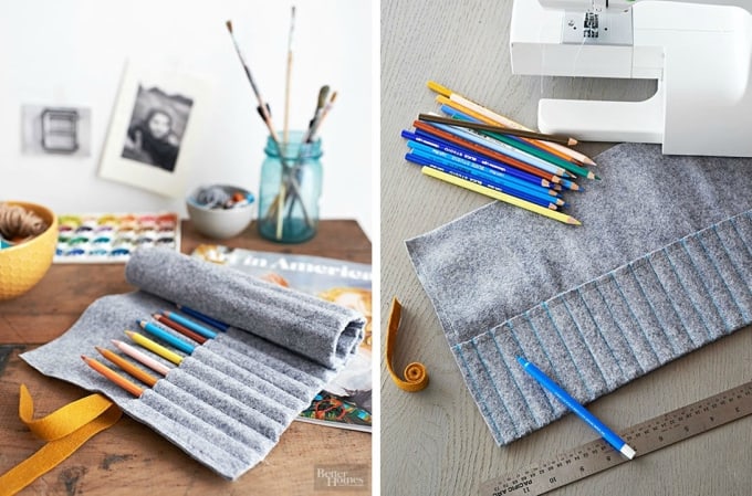 roll-up felt pencil holder