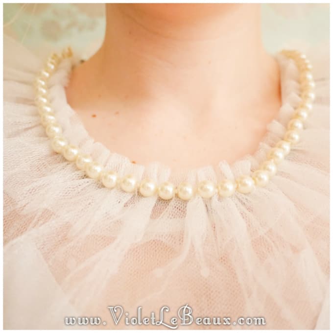 tulle pearl collar necklace