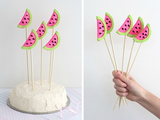 felt watermelon cake toppers
