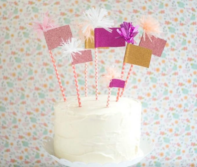 sparkly flags cake topper