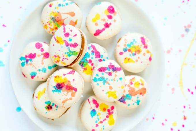 splatter painted french macarons recipe