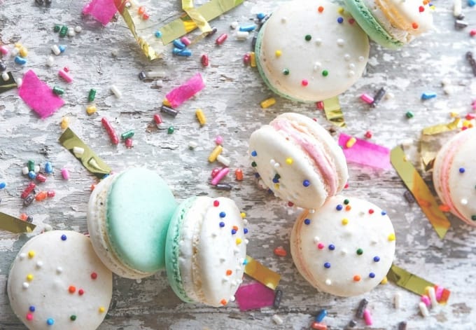 cake batter macarons