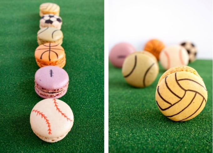 sports-themed macarons