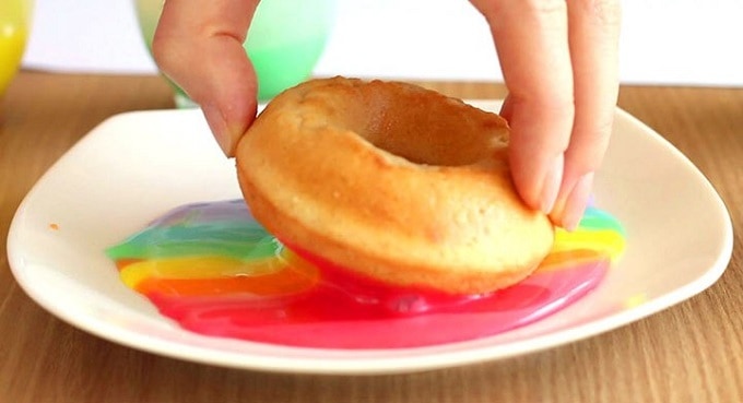 tie-dye inspired rainbow donuts