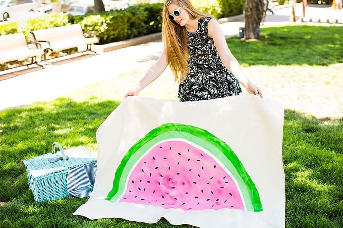 Watercolor Watermelon Picnic Rug