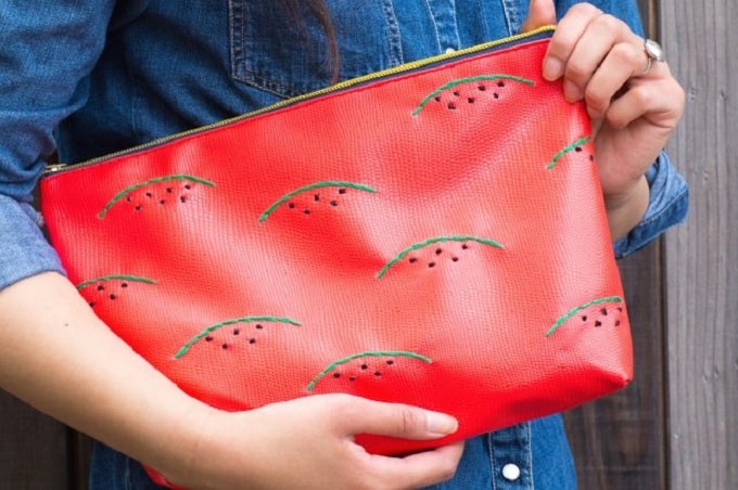 Watermelon Embroidered Clutch