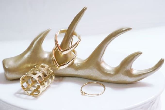Gold Antler Ring Holder