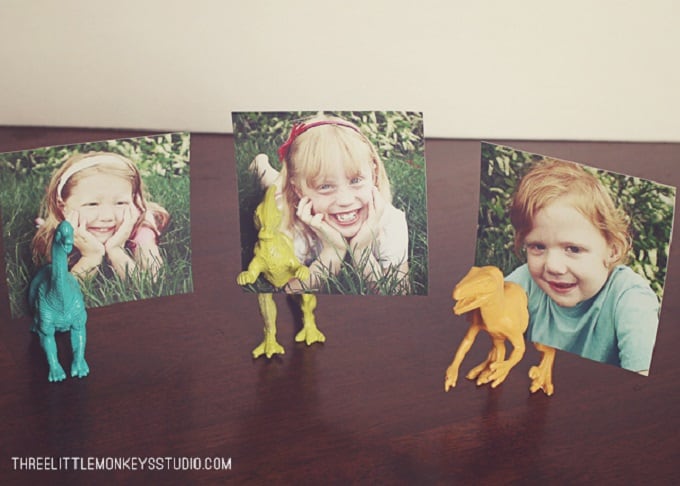 DIY dino photo holders