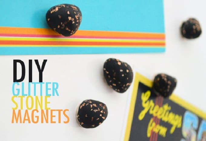 glitter stone magnets