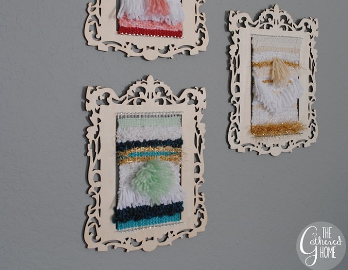 minature woven yarn wall hanging