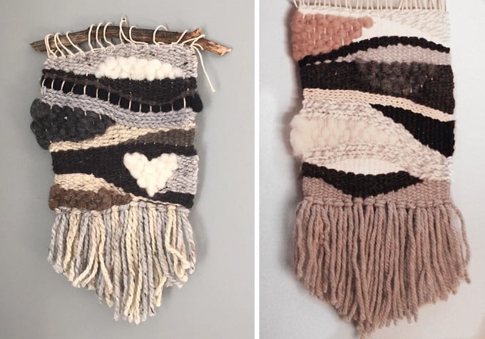 woven wall hanging featuring love hearts