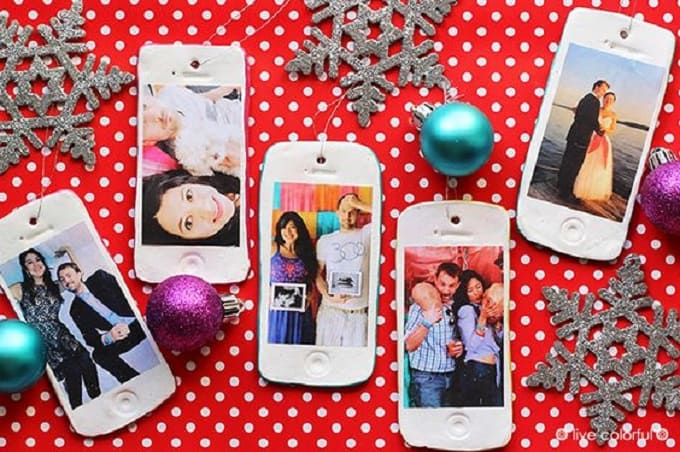 DIY phone photo ornaments