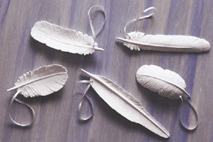 air-dry clay feather ornaments