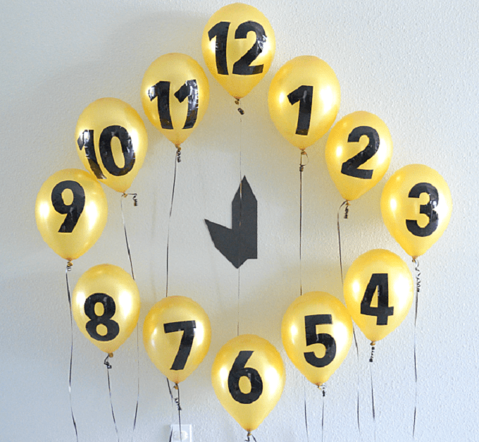 New Year’s Eve balloon clock countdown