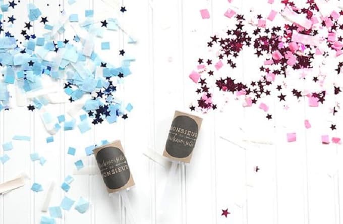 gender reveal confetti push-pop