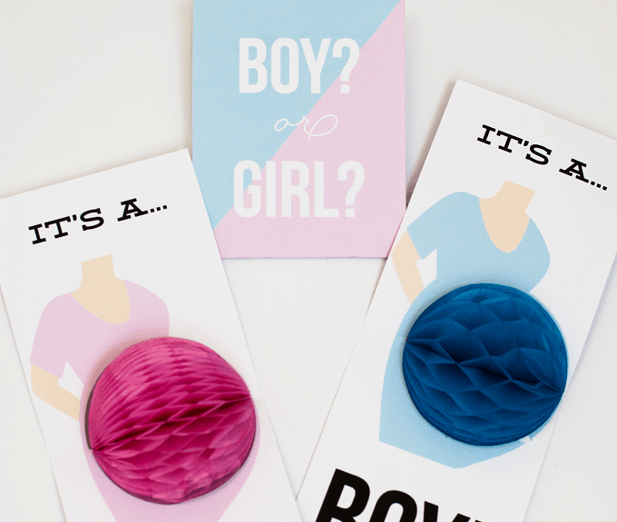 DIY pop-up gender reveal cards