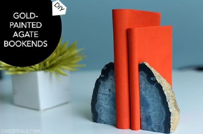 gold-plated agate bookends