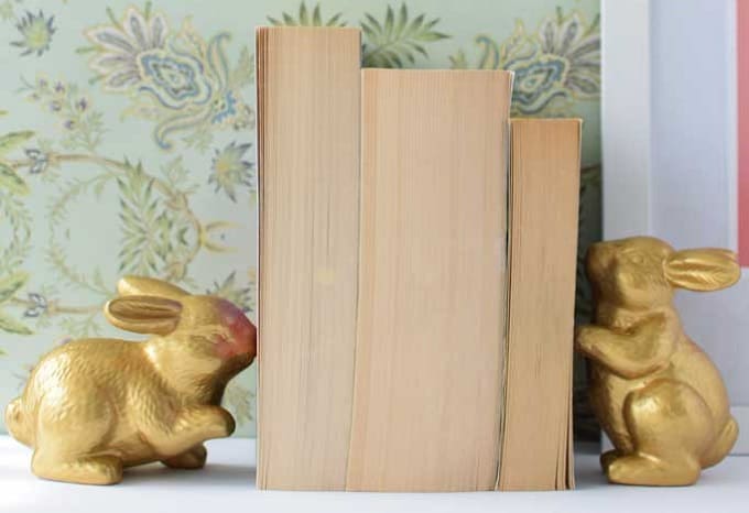 DIY gold bunny bookends