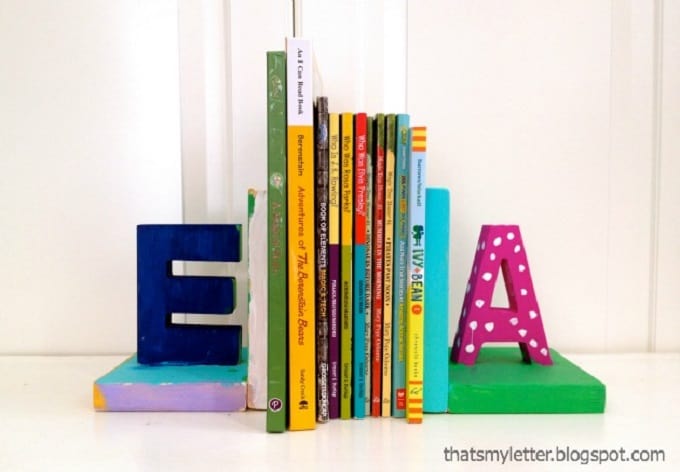 colorful letter bookends