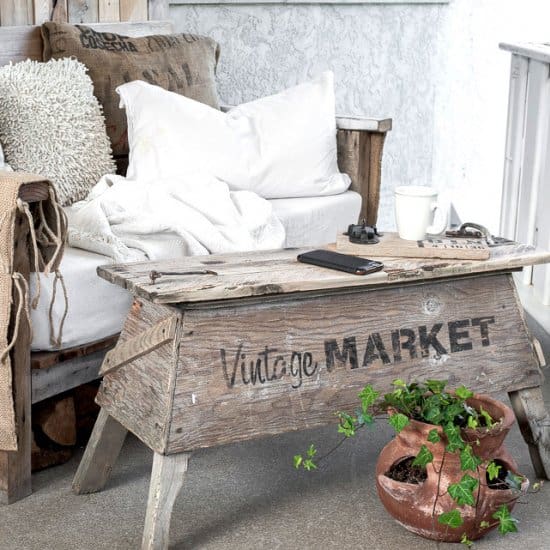 Pallet Wood Sawhorse Coffee Table