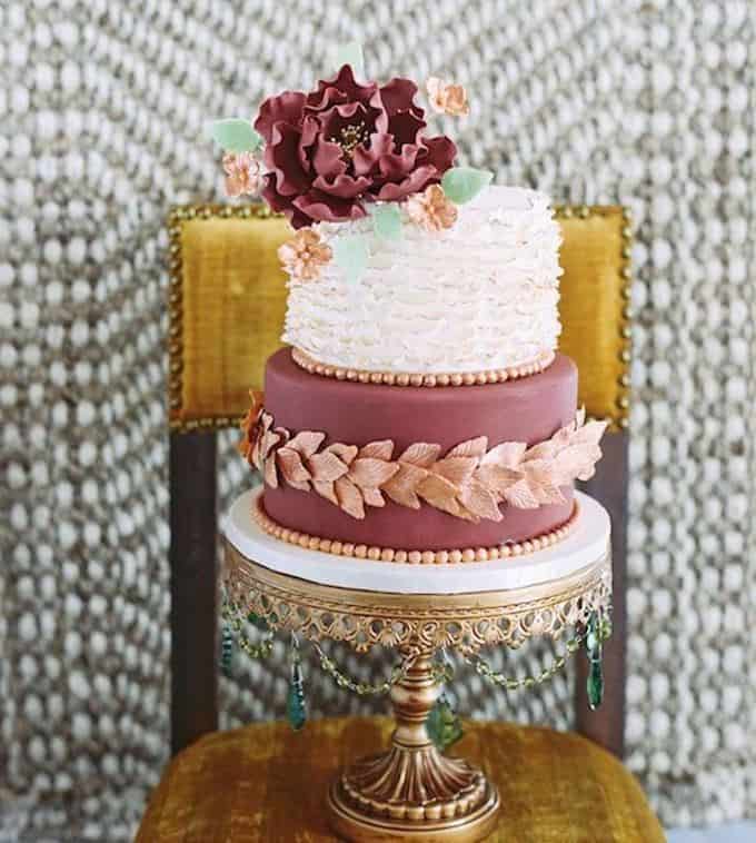dreamy marsala wedding cake