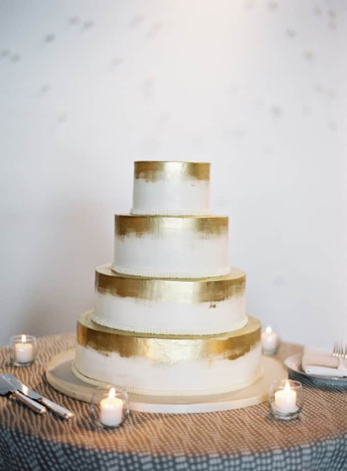 modern gold wedding cake