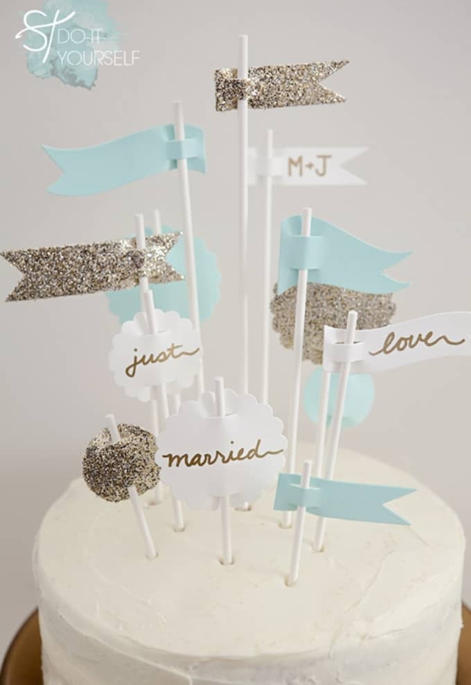wedding flag cake toppers