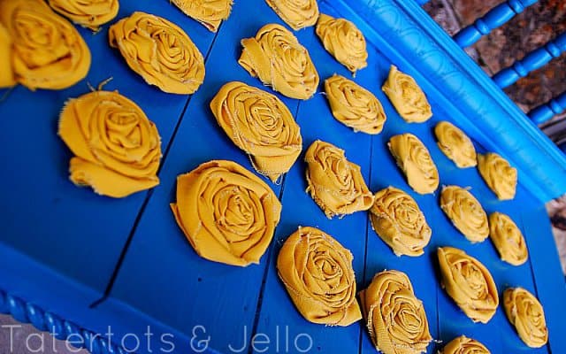 rolled fabric flowers