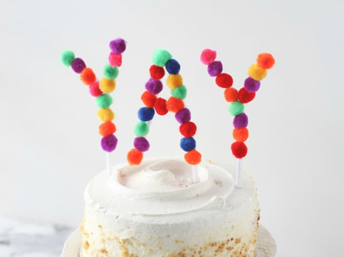 pom pom cake topper