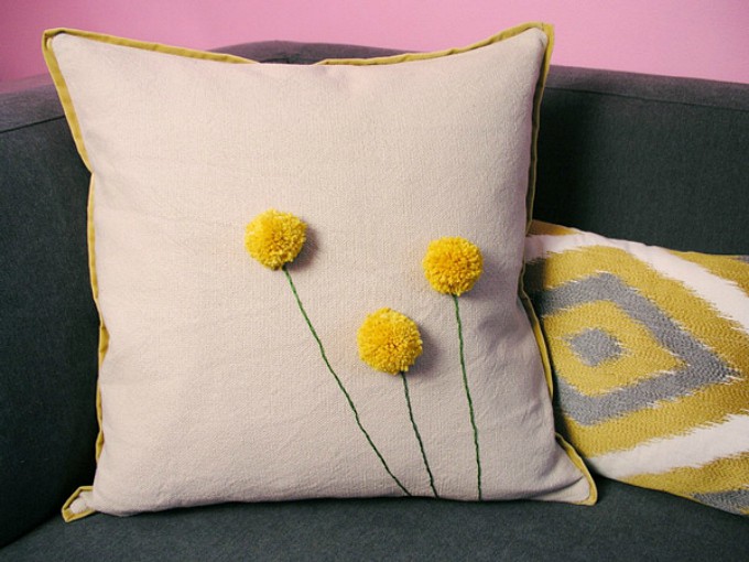 pom pom cushion cover