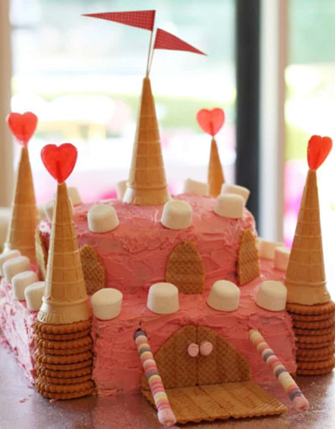 pink castle cake