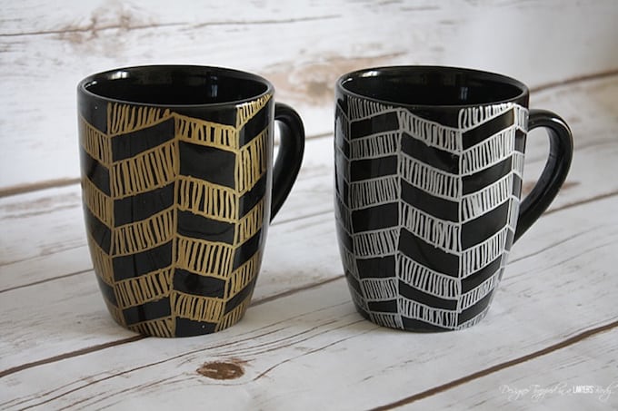 chevron pattern sharpie mugs