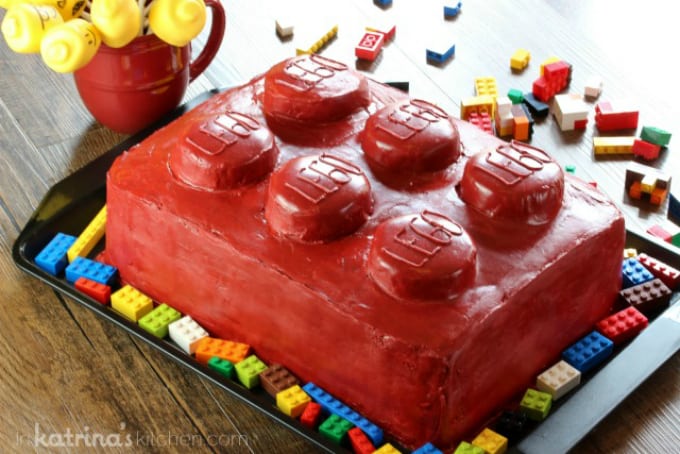Lego building block cake