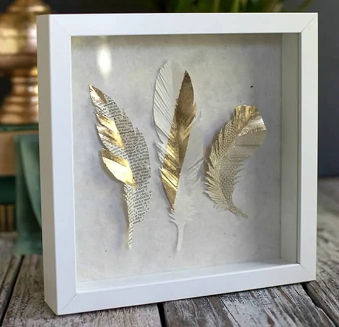 diy paper feathers in gold