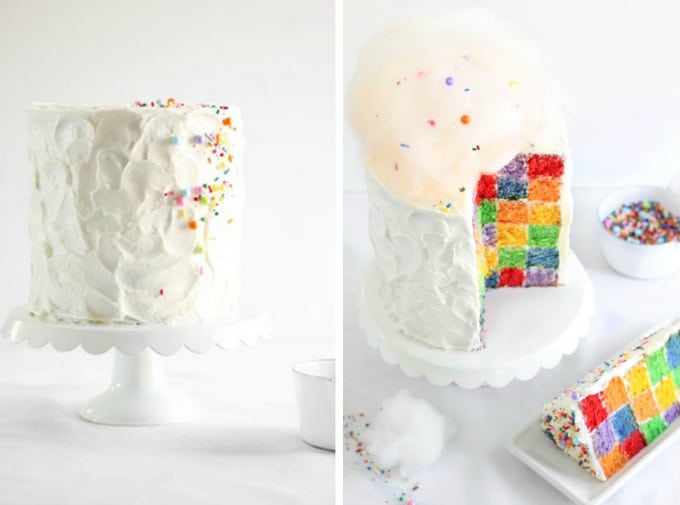 rainbow checker cake