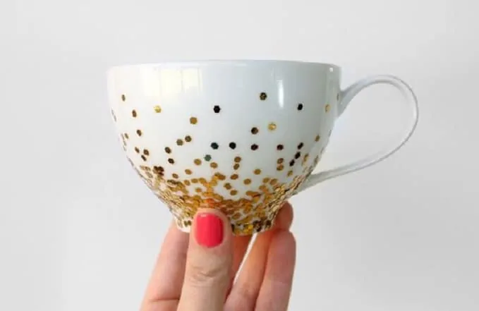DIY gold confetti mug