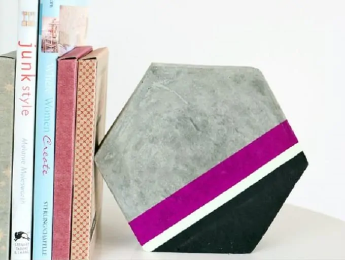 DIY cement hexagon bookend