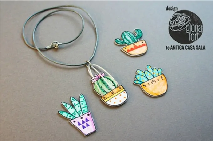 DIY cacti shrinky dinks