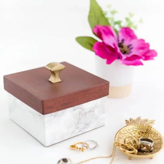 DIY Faux Wood And Marble Trinket Box